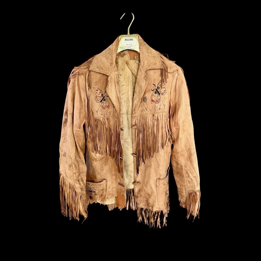 40's‎ Chris Line Originals Western Leather Jacket Small Brown Leather Thrashed